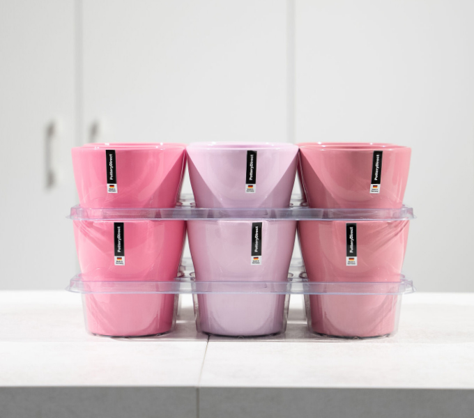 Custom-designed pots and plants in a coordinated concept